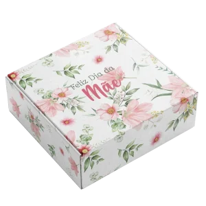 Caixa Cartão Branca 25x25x9cm Dia da Mãe – Flores