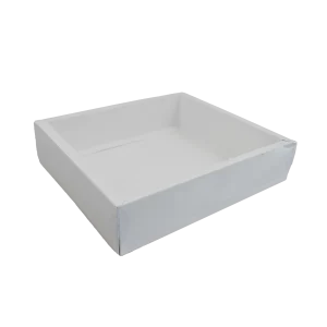 Caixa Cartolina Branca c/ tampa PVC 20cmx18cmx5cm- Pastelaria / Take Away / Presente