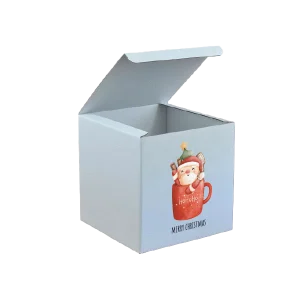 Caixa Cubo Branca ou Kraft 10x10x10cm NATAL “Caneca”