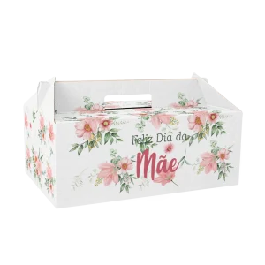 Caixa Cartão Lunch Box Branca 32×21,5×12,5cm Dia da Mãe – Flores