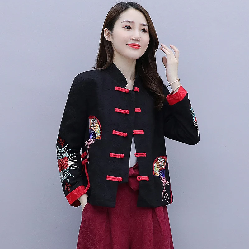 Veste Chinoise Femme Noire et Rouge - Image 5