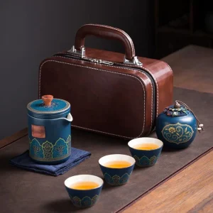 Ensemble de Thé Chinois Blanc et Or