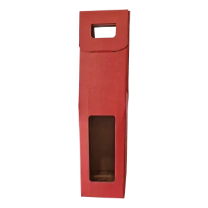 Caixa Cartão Vermelho 1 Garrafa c/Janela 9x9x40cm