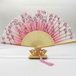 Éventail Chinois  Fleurs Mauves