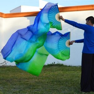 Éventails Chinois  de Danse Bleus et Verts