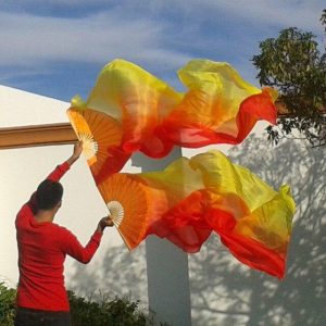 Éventails Chinois  de Danse Oranges Jaunes et Rouges