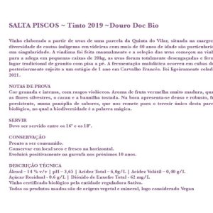 Vinho tinto Salta Piscos – Biológico