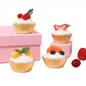 Copo Papel Queques/ Cupcake/ Formas Dourado 4.8×7.5x3cm – Pack 100