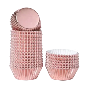 Copo Papel Queques/ Cupcake/ Formas de Papel Rosa Gold 4.8×7.5x3cm Pack 100