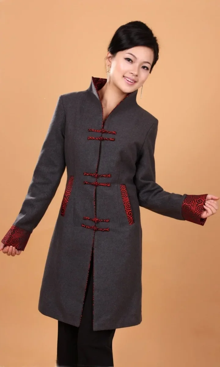 Veste Chinoise Femme Grise - Image 3