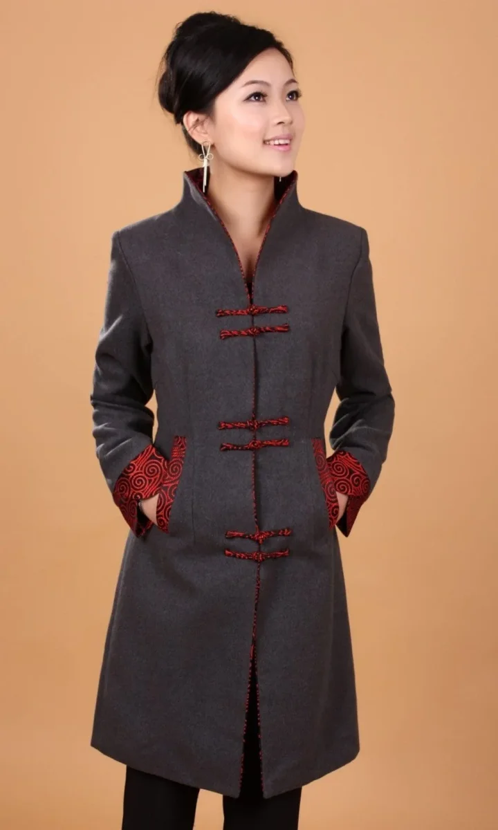 Veste Chinoise Femme Grise