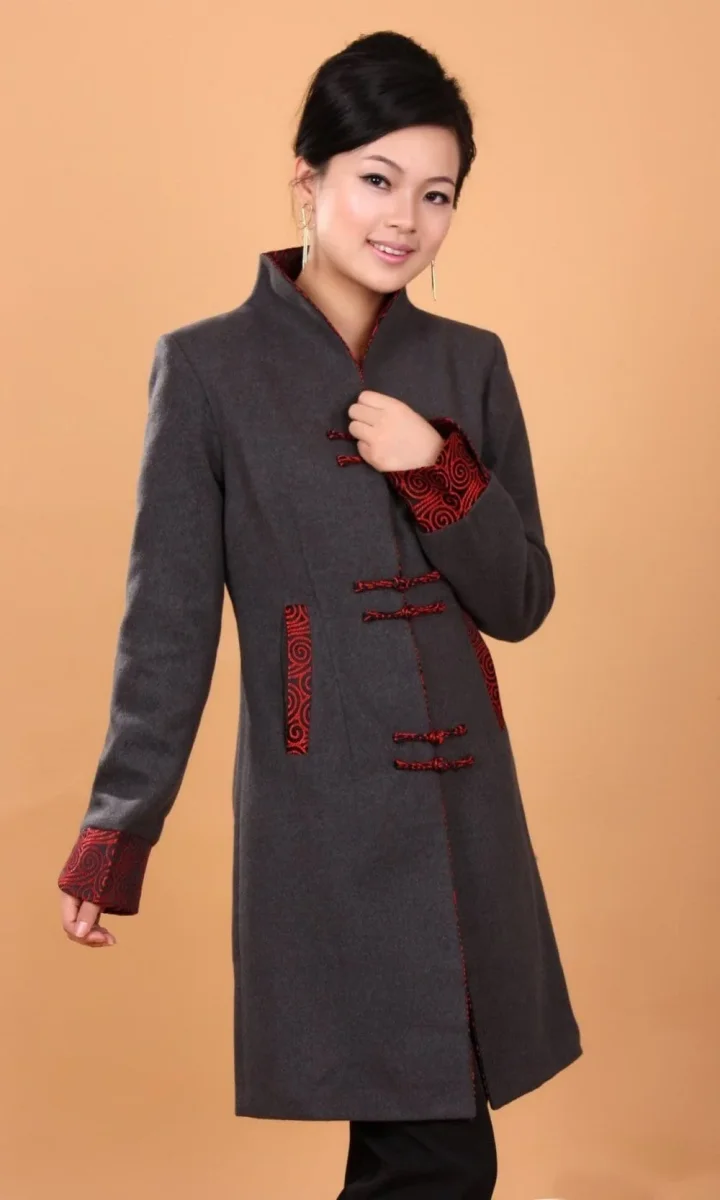 Veste Chinoise Femme Grise - Image 4