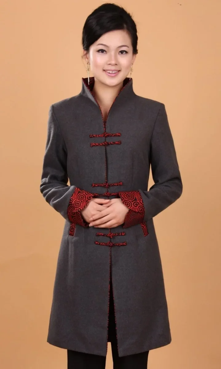 Veste Chinoise Femme Grise - Image 5