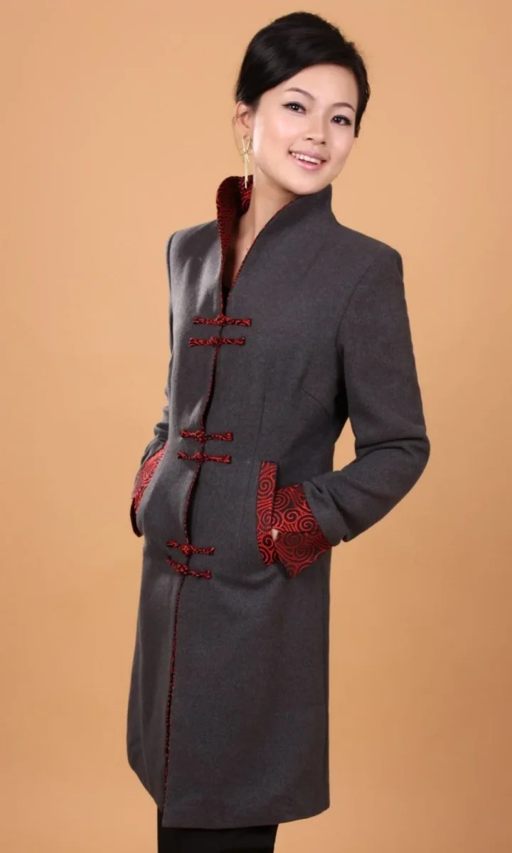 Veste Chinoise Femme Grise - Image 6
